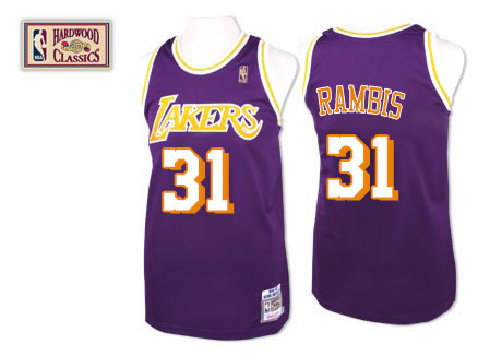 Mens Mitchell and Ness Los Angeles Lakers 31 Kurt Rambis Swingman Purple Throwback NBA Jersey